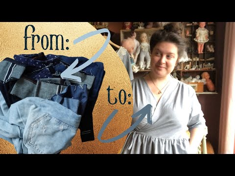 Retro Wrap Dress from Recycled Denim Fabric (CC)