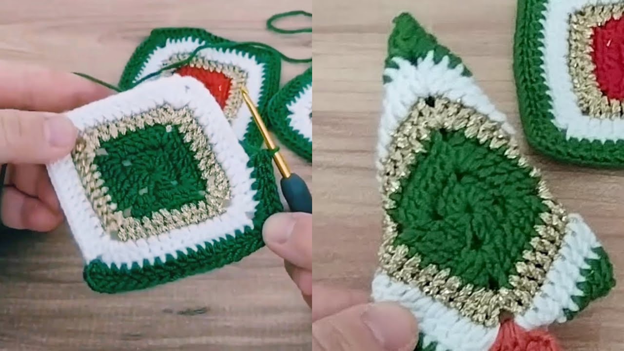 Crochet Christmas Tree Granny Square 🎄 Easy & Fun Square Motif for Beginners