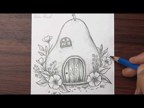 How to Draw a Pear House Step by Step | Pencil drawing