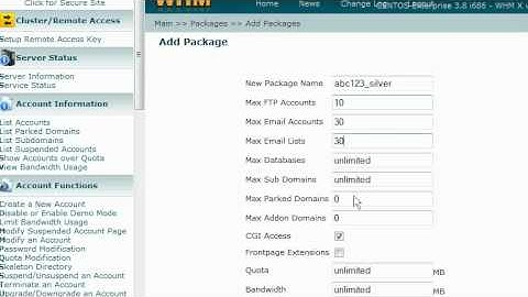 micfo | how to create hosting packages in WebHostManager (WHM)