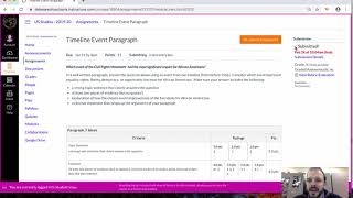 how to see a Canvas rubric, check if assignment turned in