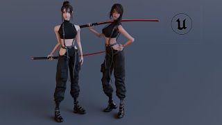 Preview - Tech Wear Girl - Game Ready - 3D character model
