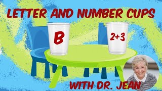 Letter and Number Cups for Preschool Kindergarten Reading and Math with Dr. Jean - Activities below