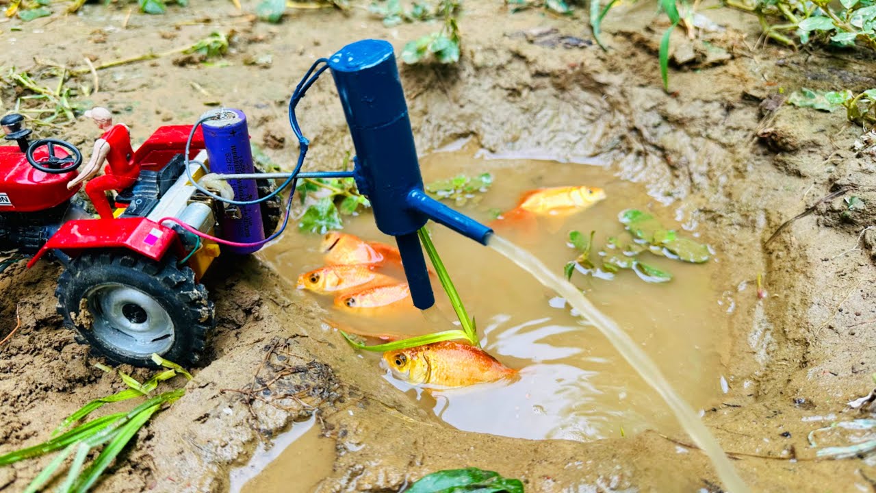 catch fish using mini water pump | fishing exciting | diy tractor ...