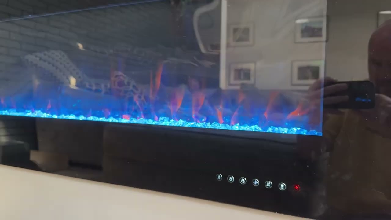 R W FLAME Electric Fireplace 50 inch Recessed and Wall Mounted, Adjustable Flame Colors and Speed