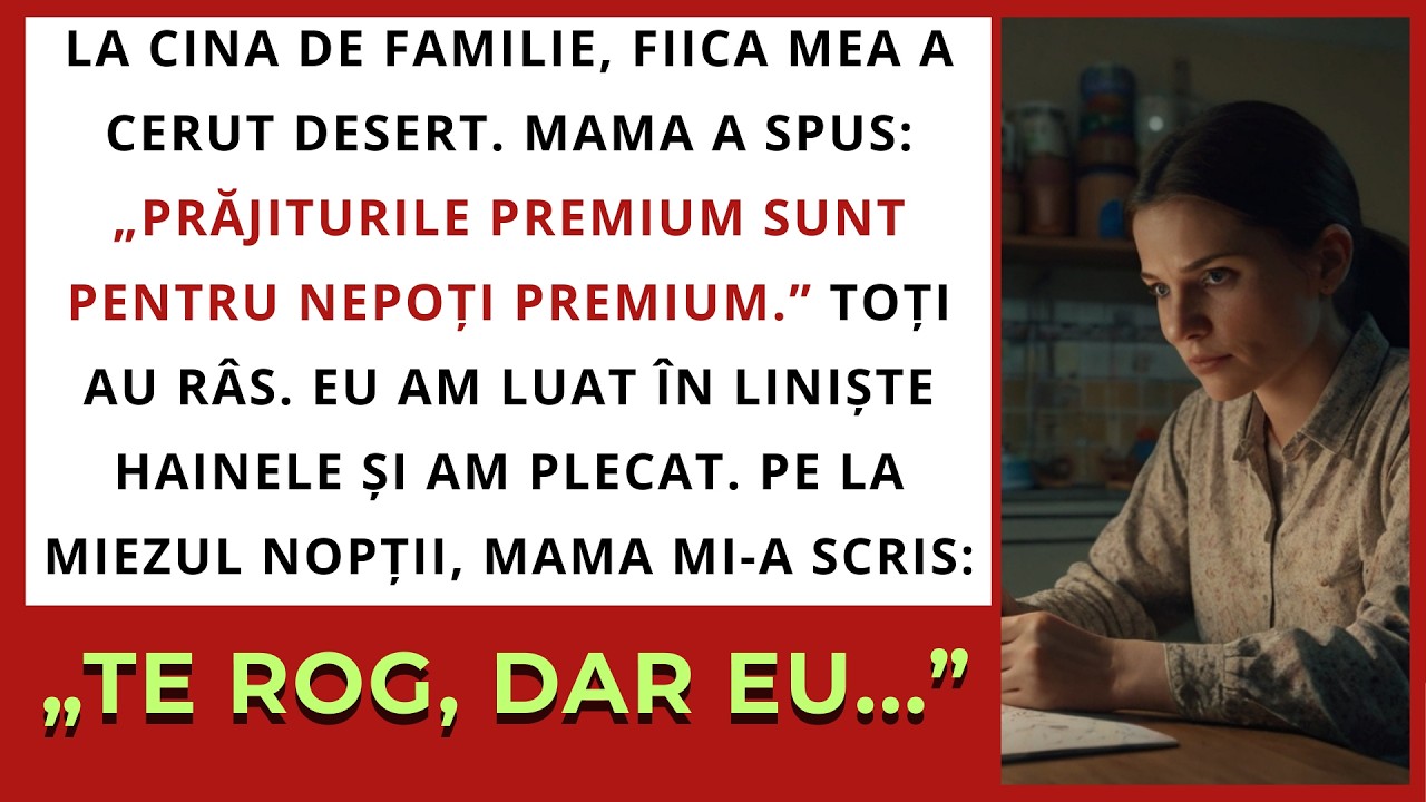 La cina de familie, mama a spus că prăjiturile premium sunt doar pentru nepoți premium
