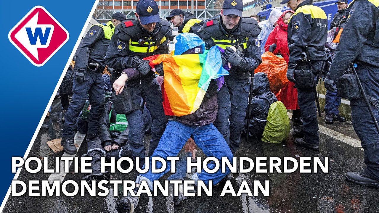 Waterkanonnen ingezet bij urenlange demonstratie van Extinction Rebellion op A12