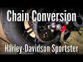 How to convert from a belt to chain drive on a motorcycle: Harley-Davidson Sportster