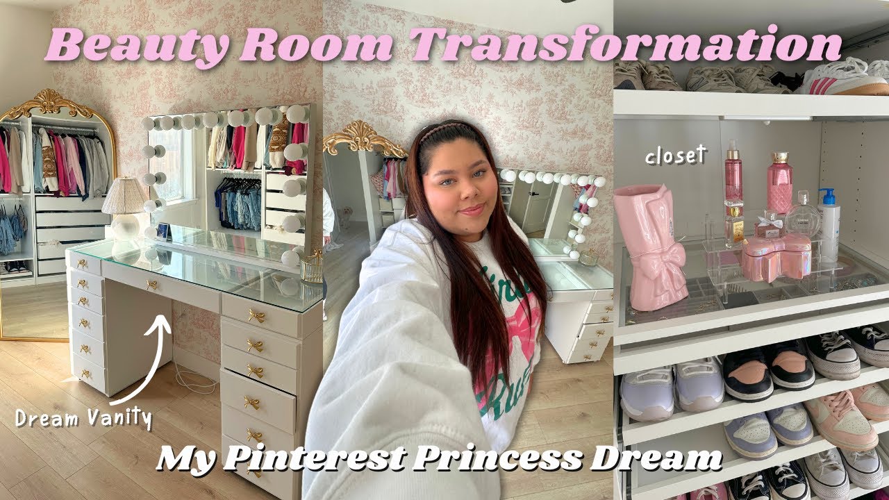 My BEAUTY ROOM Transformation *Coquette* 🎀 START TO FINISH | MY PINTEREST PRINCESS DREAM