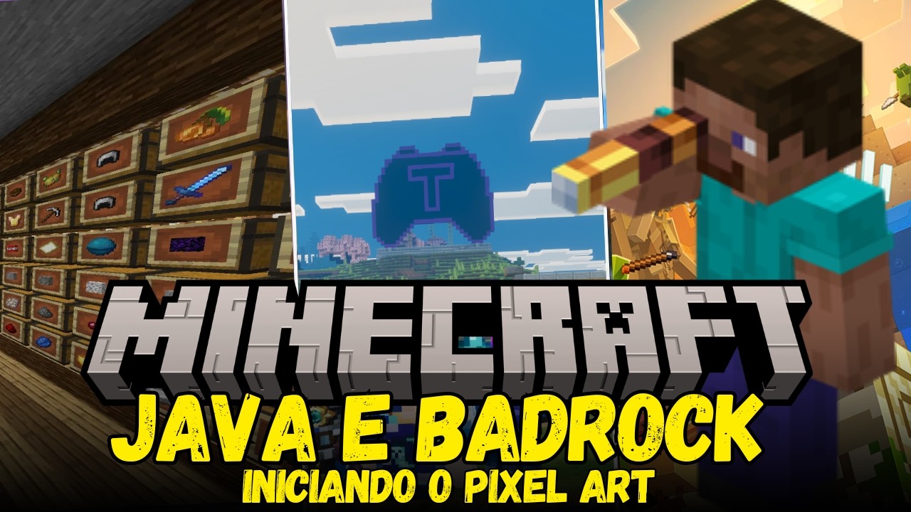 Meu 1º Pixel Art no servidor | Minecraft JAVA e BADROCK - YouTube