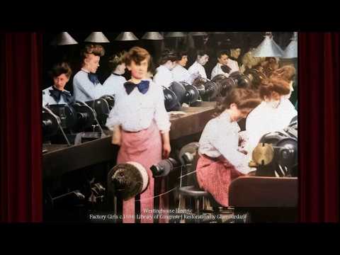 Female Factory Workers c.1904 - Footage HD Colorised w/sound