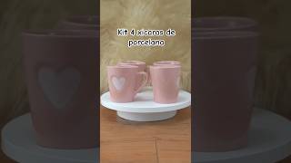 kit com 4 xícaras de porcelana para chá e café ☕️ #shopee #home #cafe