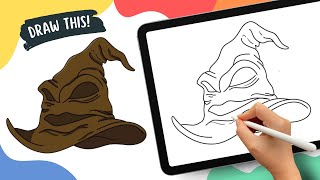 Sorting Hat Harry Potter - Easy Cartoon Drawing Tutorial