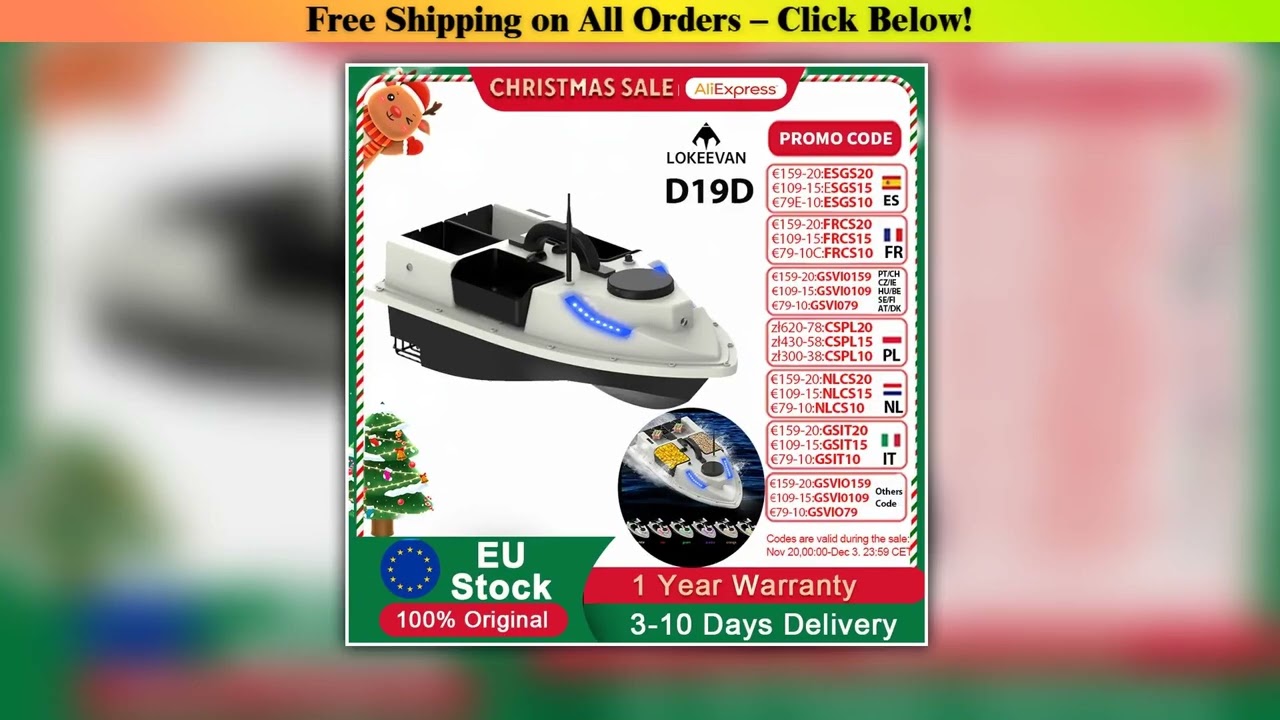LOKEEVAN D19D Fishing Boat,RC Bait Boat 600M Wireless Remote Control Fishing Bait Boat with 4