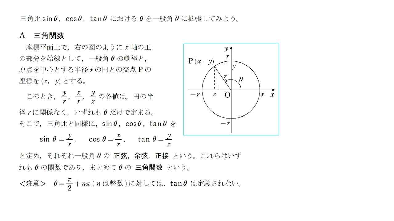 多重三角関数論講義1808 数学Ⅱ教科書P112,113解説「三角関数の定義」 - YouTube