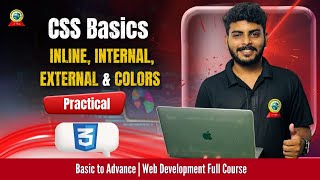 Practical CSS in HTML | Inline, Internal, External + Colors (Hindi)