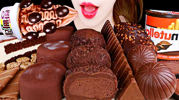 ASMR CHOCOLATE PARTY *CHOCOLATE TTEOK, MALTESERS ICE CREAM, NUTELLA EATING SOUNDS MUKBANG 초코 먹방 咀嚼音