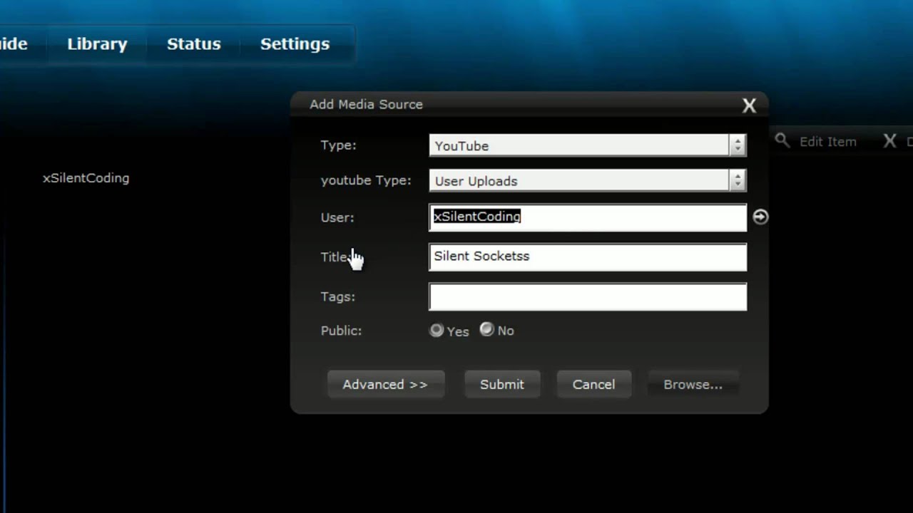 Stream YouTube videos using tversity YouTube