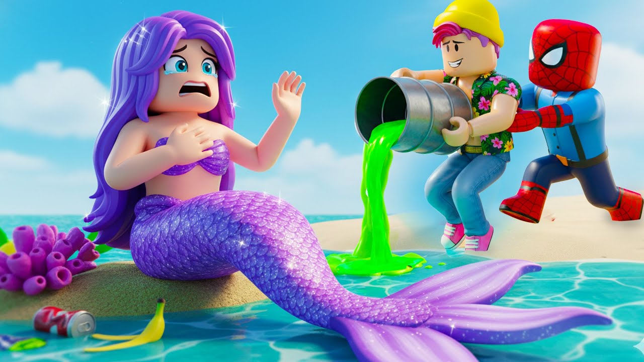 Roblox 3D Brookhaven: Police Spiderman Save Mermaid Rumi SOS -  Protect the Environment