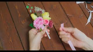コサージュ・ブートニアの作り方〜組み方・リボン・巻き上げ完成まで〜　ブーケデザイナーSakie [HanaSakie］How to make a corsage / boutonniere