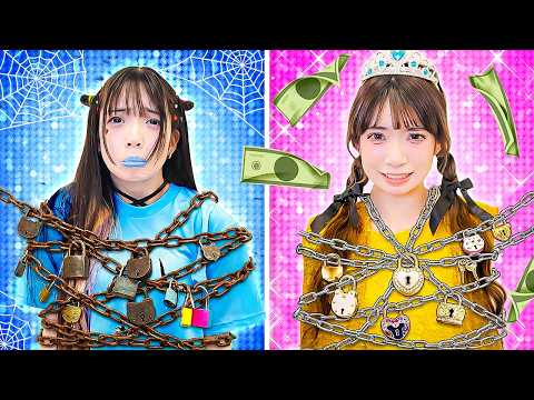 金持ちの鎖VS貧乏の鎖!鍵を開けて脱出できるのはどっち?【対決】