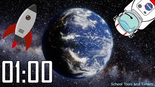 1 Minute  Rotating 🌎 Earth Countdown Timer - Float Through Space! 👨🏻‍🚀