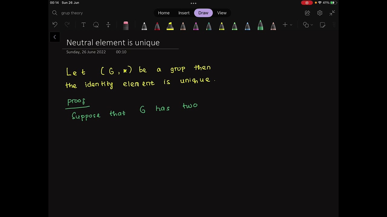 Group Theory|The identity element of Group is unique