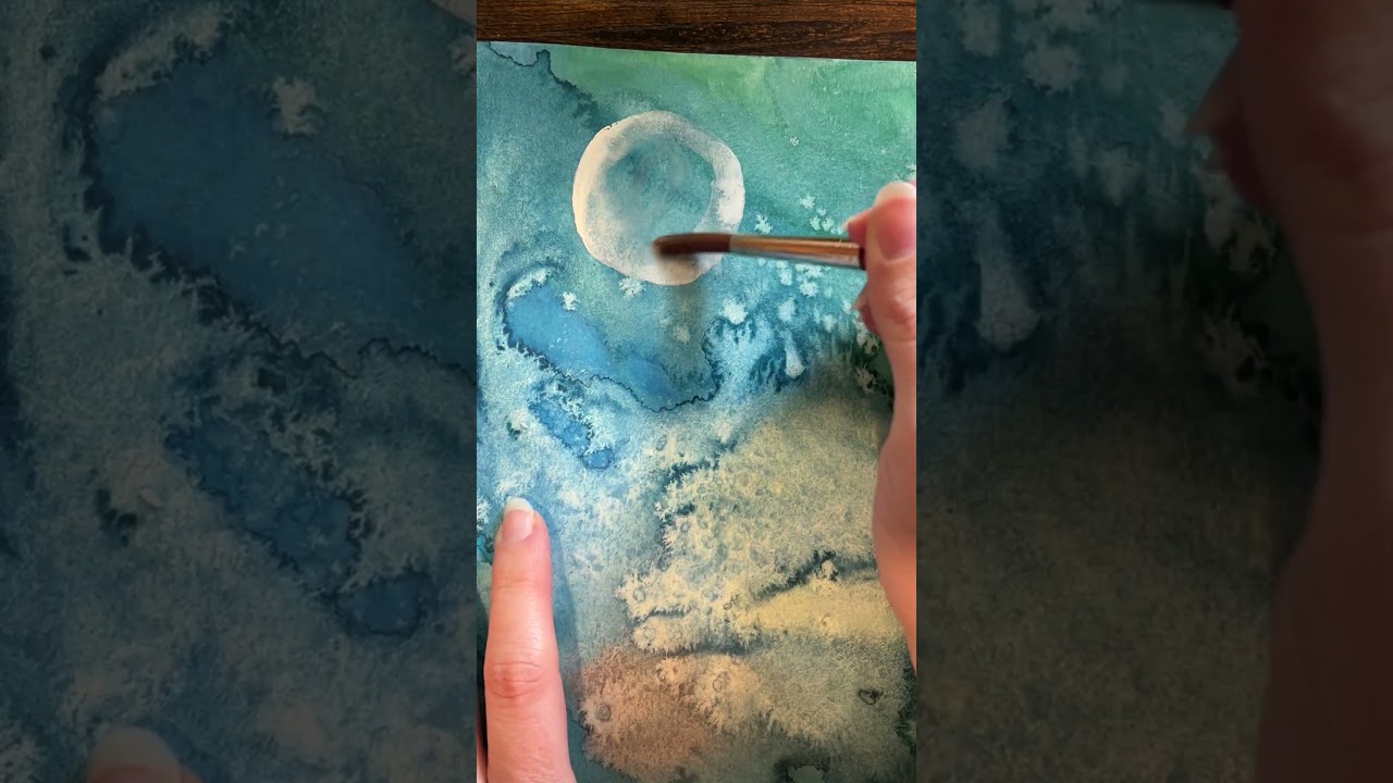 Paint a Bubble using White Gouache on a Bold Watercolor Wash 