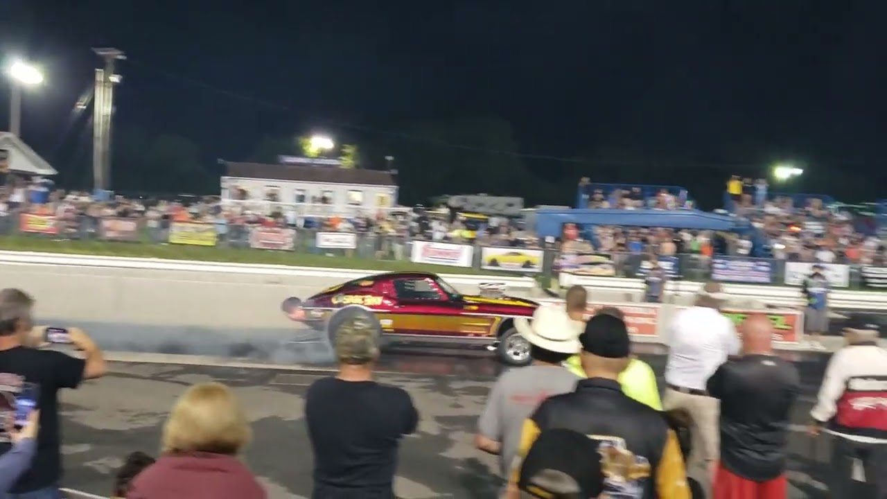 Gassers burnout contest 2nd pass at night of fire Keystone raceway 2022