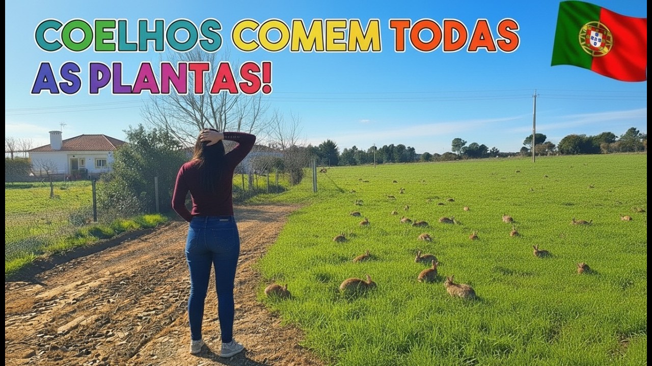 Os coelhos comeram tudo. Replantando nossas flores no terreno em Portugal.