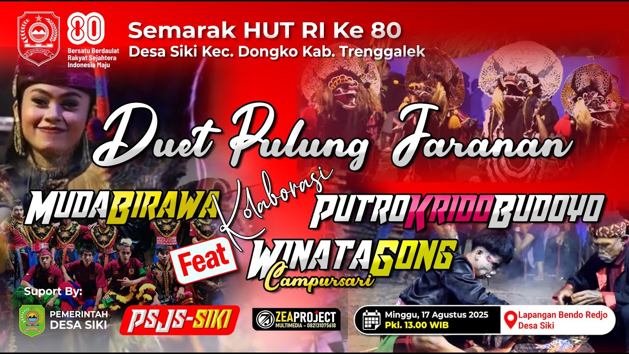 🔴 Live Jaranan  Muda Birawa Kolaborasi Putro Krido Budoyo Feat Winata Gong - HUT RI 80 Desa Siki