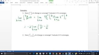 Section 8 8 Improper Integrals Infinite Limits Example 1