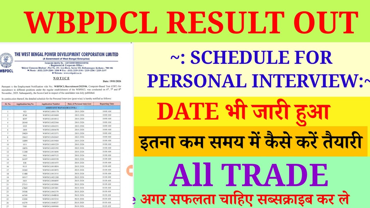 WBPDCL INTERVIEW DATE OUT || SCHEDULE FOR PERSONAL INTERVIEW || इतना कम समय में तैयारी कैसे 