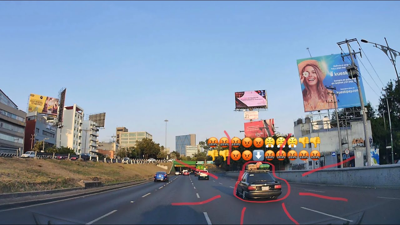 Viaducto Miguel alemán - de metro puebla a observatorio (casi me chocan)