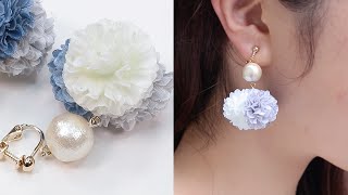 ポンポンとコットンパールイヤリング【minne】｜ C CHANNEL DIY