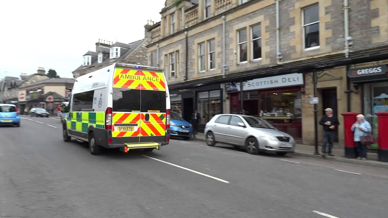 Scottish Ambulance Service Moving Fast Down Atholl Road Pitlochry Perthshire Scotland
