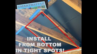 Installing SmartBaffles from under side of roof, before ceiling goes in