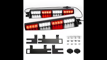 ASPL 32LED Strobe Visor Lights Windshield Split Mount Deck Dash Lamp With Extend Bracket (Red/White)