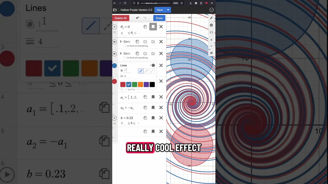 Remaking my Gojo Animation in Desmos Part 2: Spirals                #math #desmos #galaxy