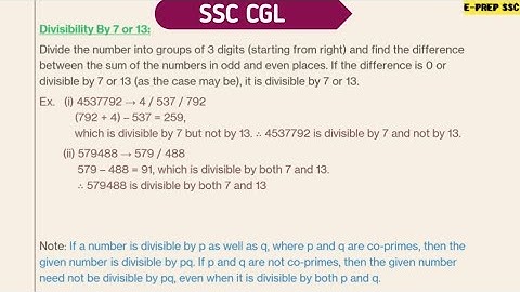 Divisibility Rule of 7 and 13 | आसान Trick से समझें | SSC CGL, CHSL, GD, Railway Exams