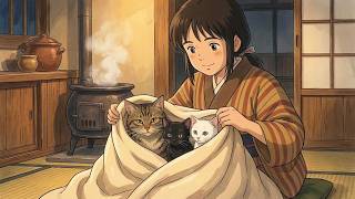 A Stormy Night at Home 🌧️|A Family’s Kindness and Unexpected Guests |Studio Ghibli Style Video |ASMR