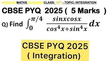 Q)  Integration   ∫  ( 0 to 𝜋/4 ) sin𝑥cos𝑥/(cos^4 𝑥+sin^4 𝑥) 𝑑𝑥  #class12 #cbse #maths  ##maths