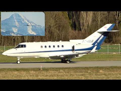 Hawker 900XP TC-CLG in Bern: Landing and Take-Off with Swiss Alps View!