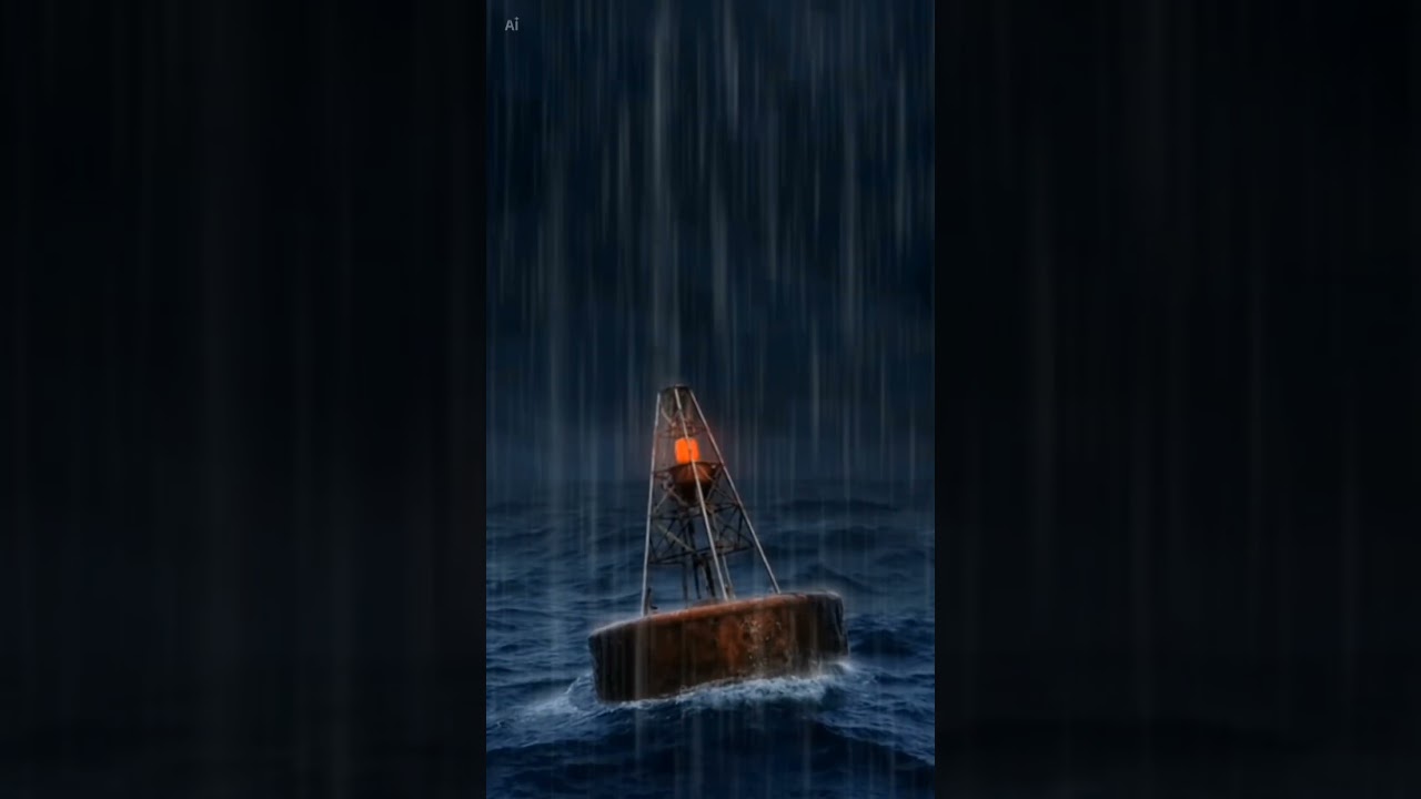 Stormy Sea Buoy Loop 🌧️ | Rain & Ocean Ambience | Calm Sensory Visual