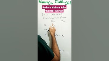 maximum minimum of Quadratic function Application of Derivatives | Maxima and Minima | Human Sir
