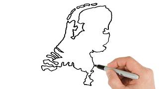 How to Draw Netherlands Map Easy | Country Maps Drawing