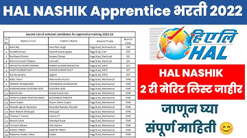 HAL Nashik Apprentice 2022 Update| HAL Nashik 2nd Merit List 2022|Hal Nashik Diploma/Degree Update