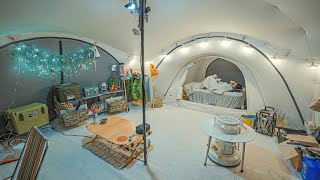 A Huge Room in a Large Tent | Dak bokkeumtang and Makgeolli | Making a Yarn Bag | 7th Camping Story
