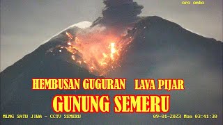 HEMBUSAN Guguran LAVA Pijar GUNUNG SEMERU 09 Januari 2023, Time Lapse, Rekaman Vidio CCTV Streaming,