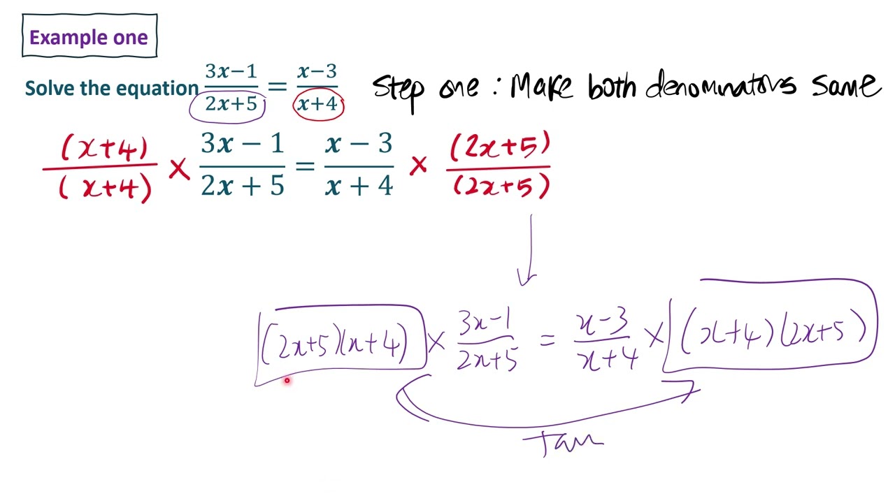 Solving Fractional Equations That Can Be Reduced To Quadratic Equations (Example one)